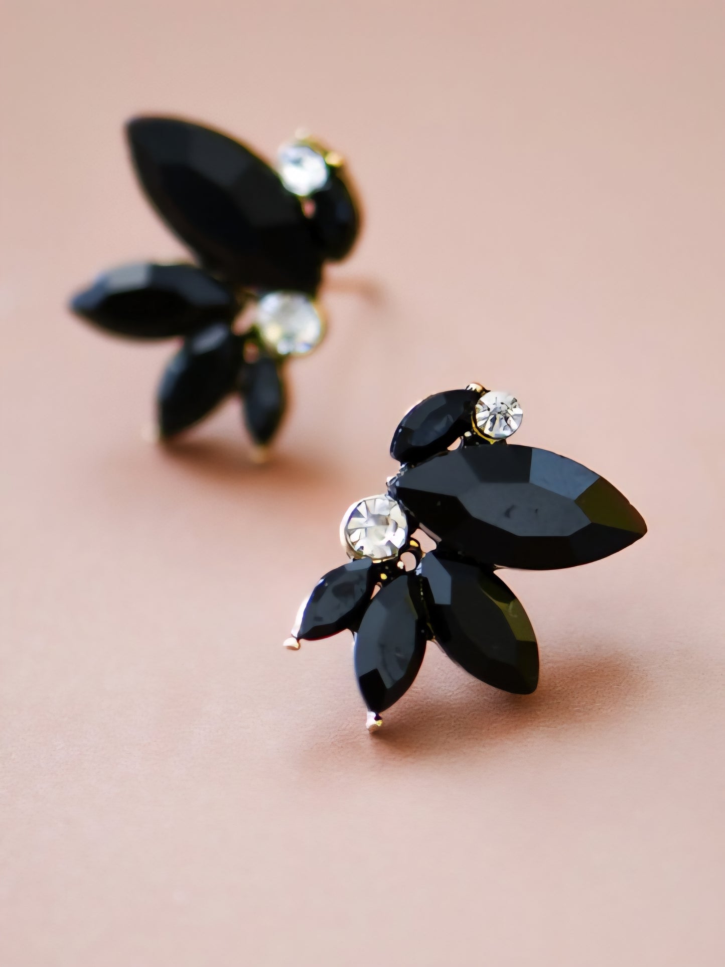 Black Crystal Stud Earrings
