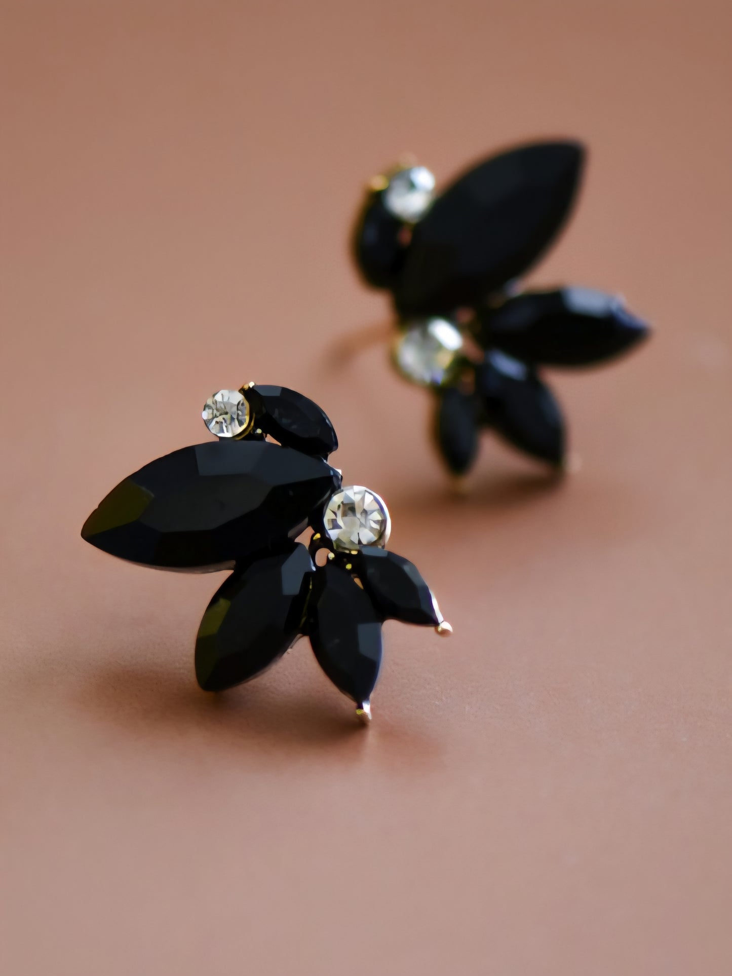 Black Crystal Stud Earrings