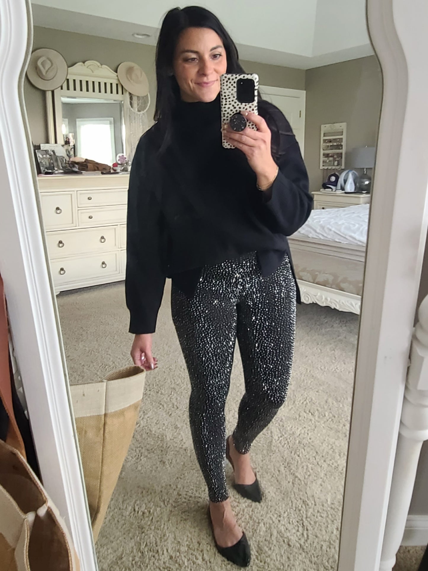 Clear Rhinestone Leggings