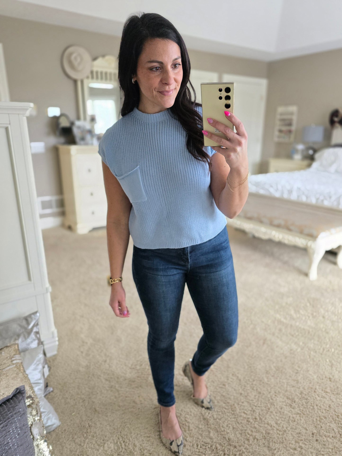 Cap Sleeve Knit Sweater