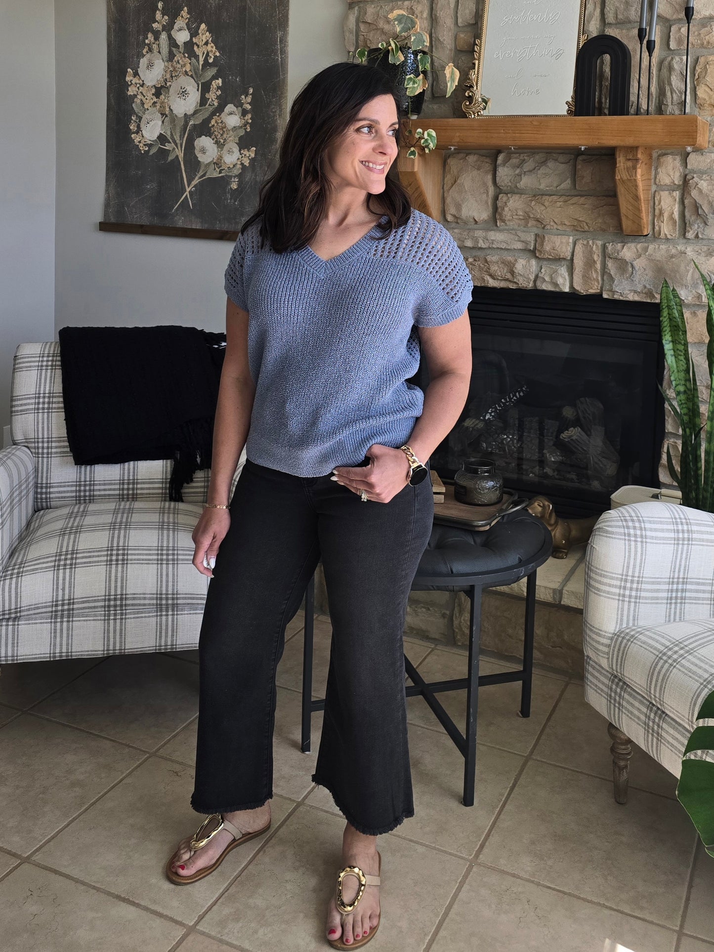 Washed Black High Rise Cropped Jeans