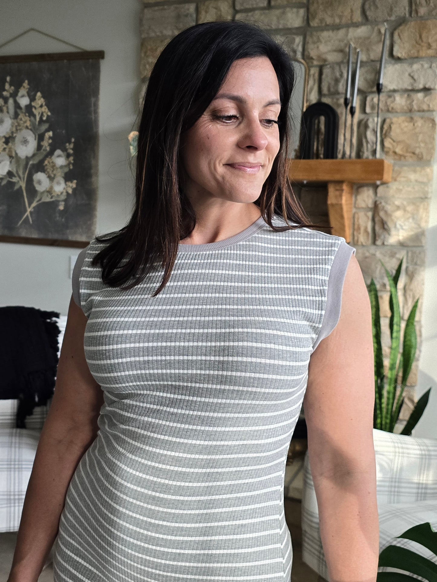Ribbed Striped Maxi With Back Cutout Detail