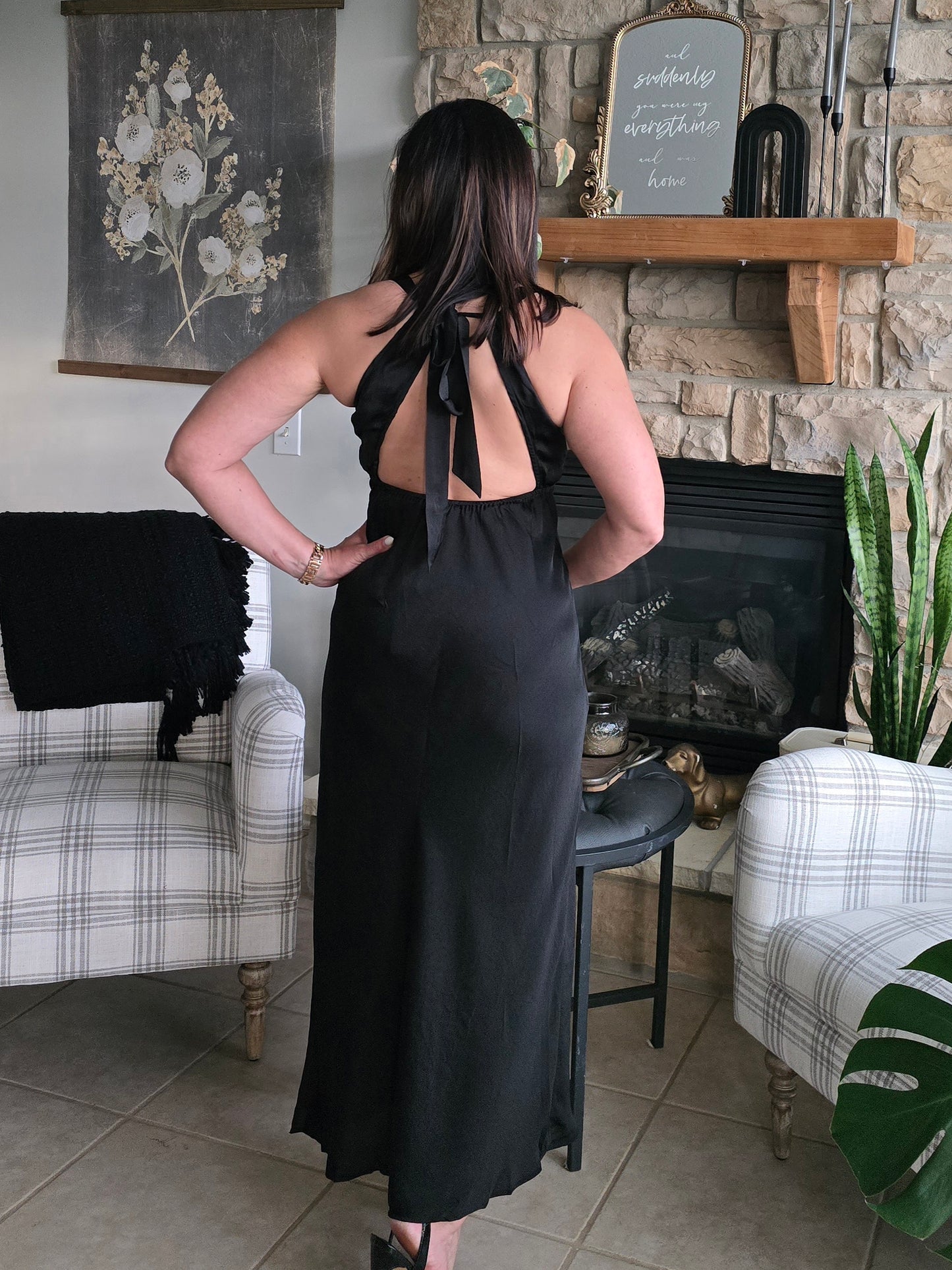 Black Tie Open Back Dress