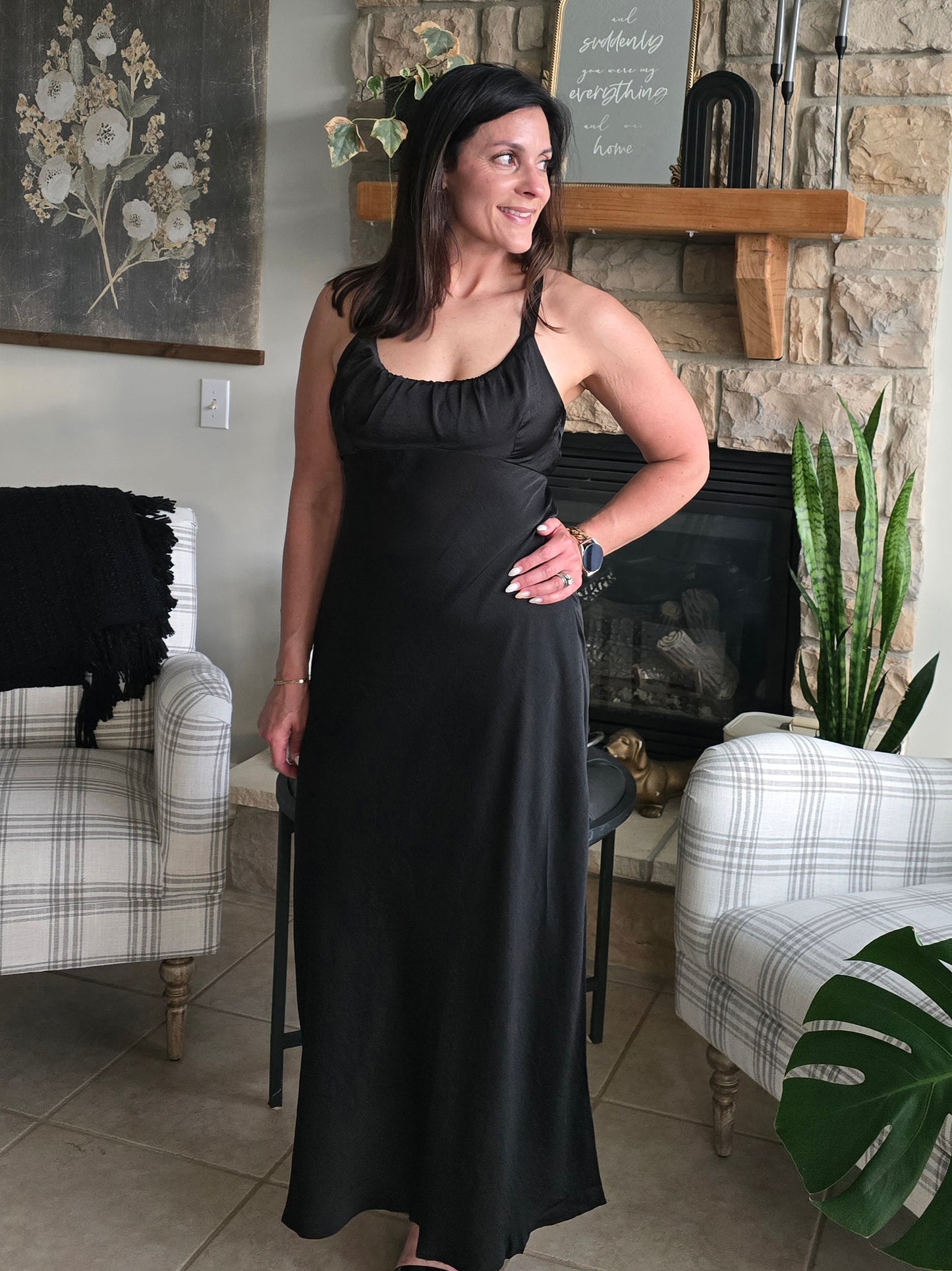 Black Tie Open Back Dress