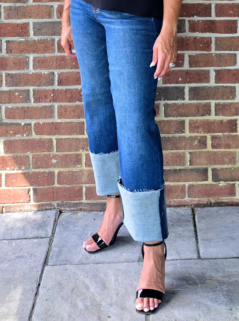 Tummy Control High Rise Dark Wash Straight Leg Jeans