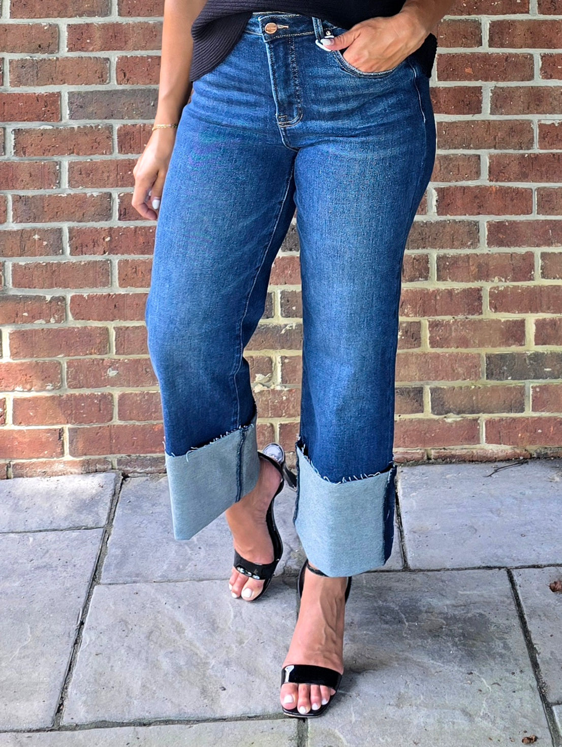 Tummy Control High Rise Dark Wash Straight Leg Jeans