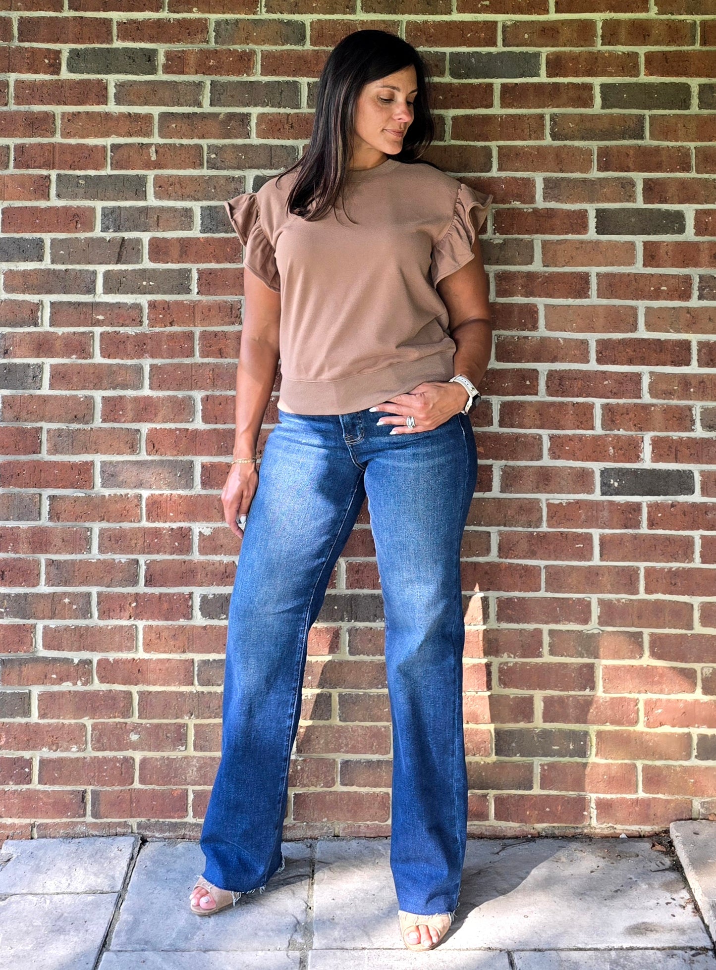 Tummy Control High Rise Dark Wash Straight Leg Jeans