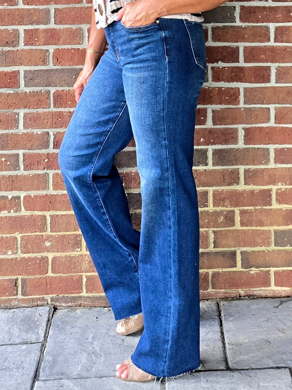 Tummy Control High Rise Dark Wash Straight Leg Jeans