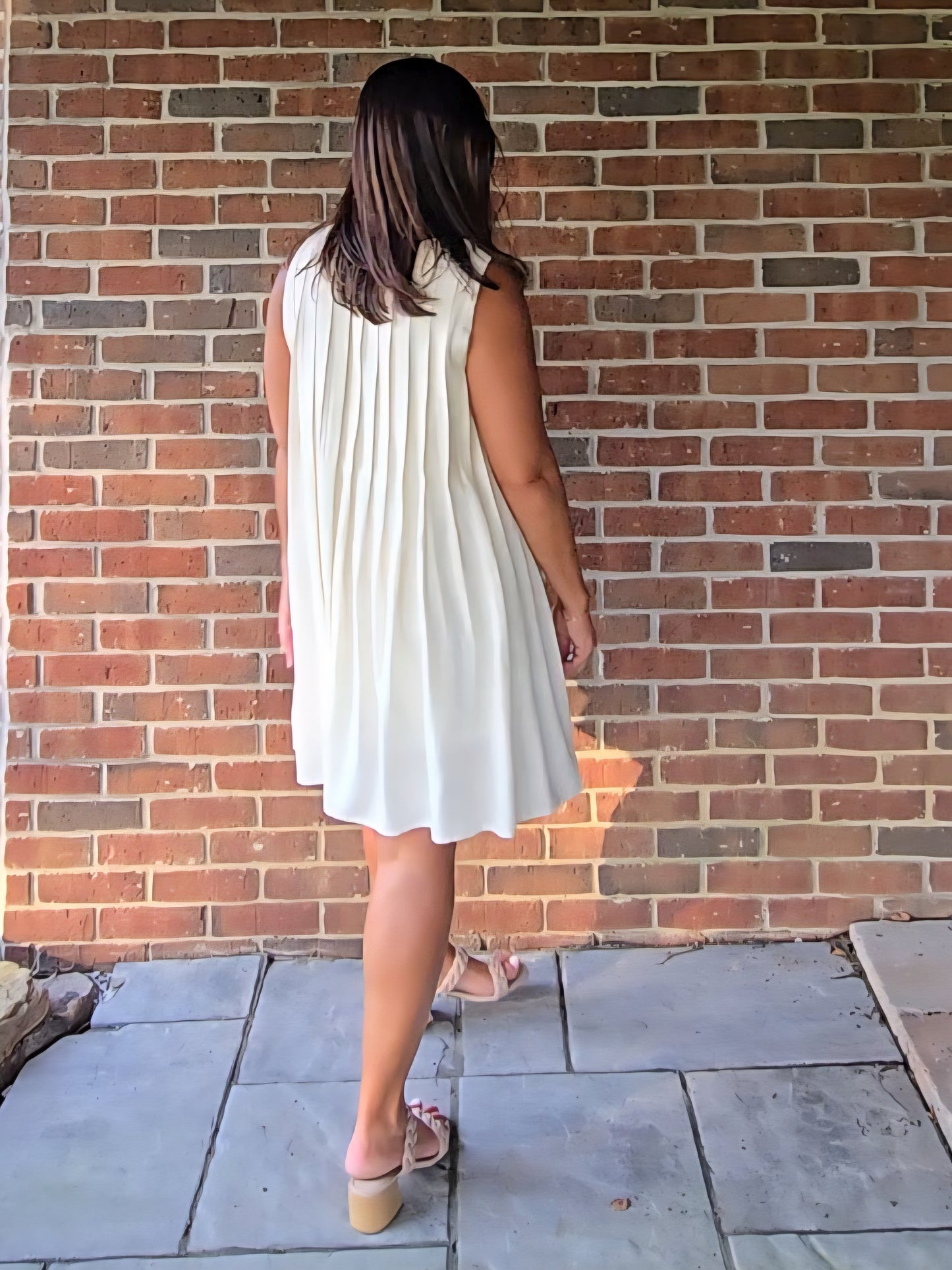 Tie Front Pleated Mini Dress