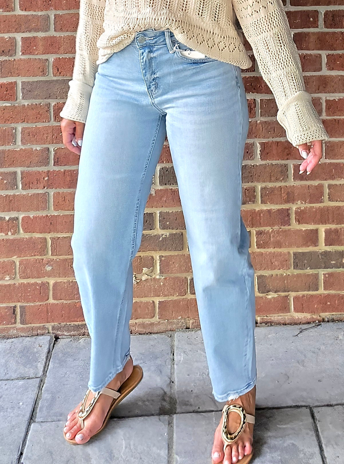 High Rise Barrel Leg Jeans