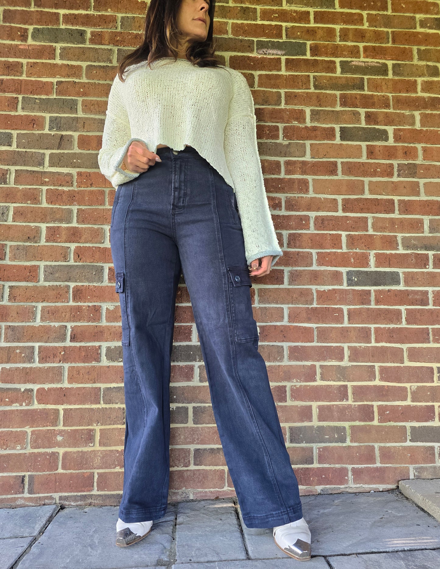 Risen High Rise Wide Leg Cargo Pant