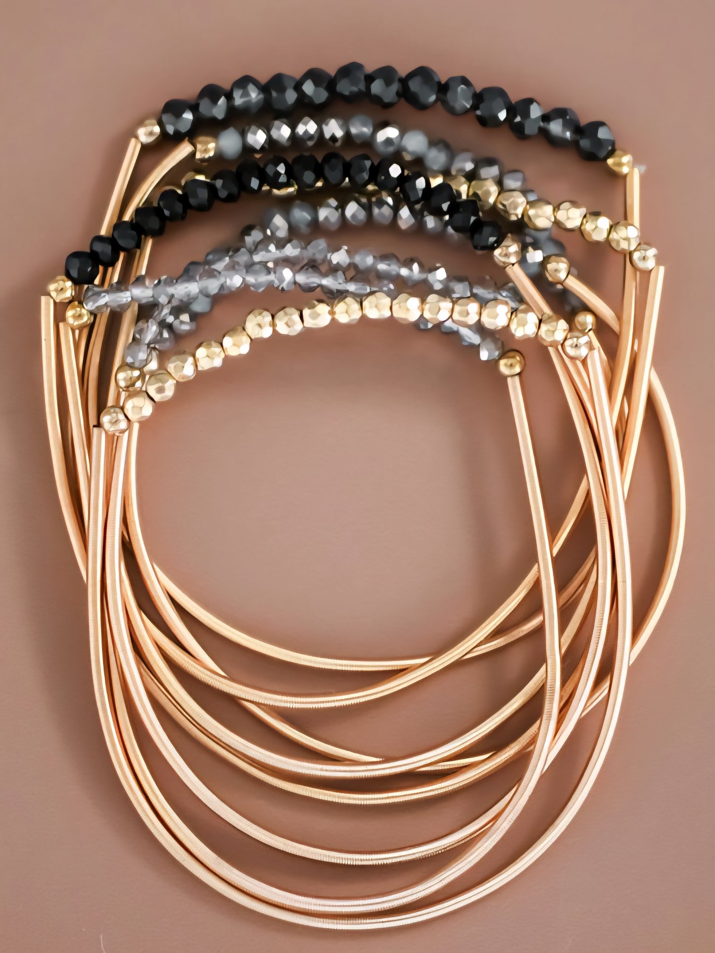 Guitar String Stretchy Stack Beaded Bracelet Set