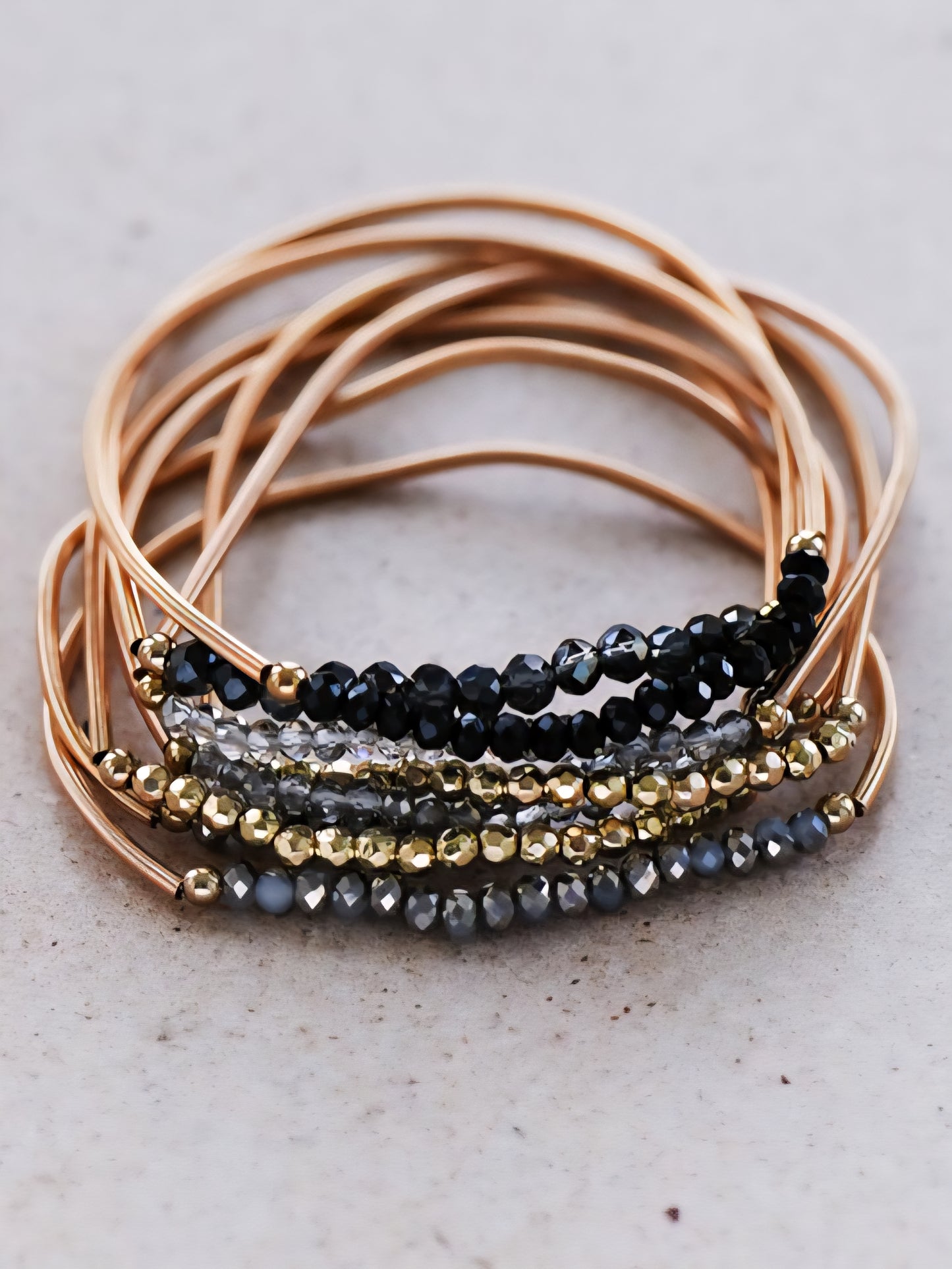 Guitar String Stretchy Stack Beaded Bracelet Set