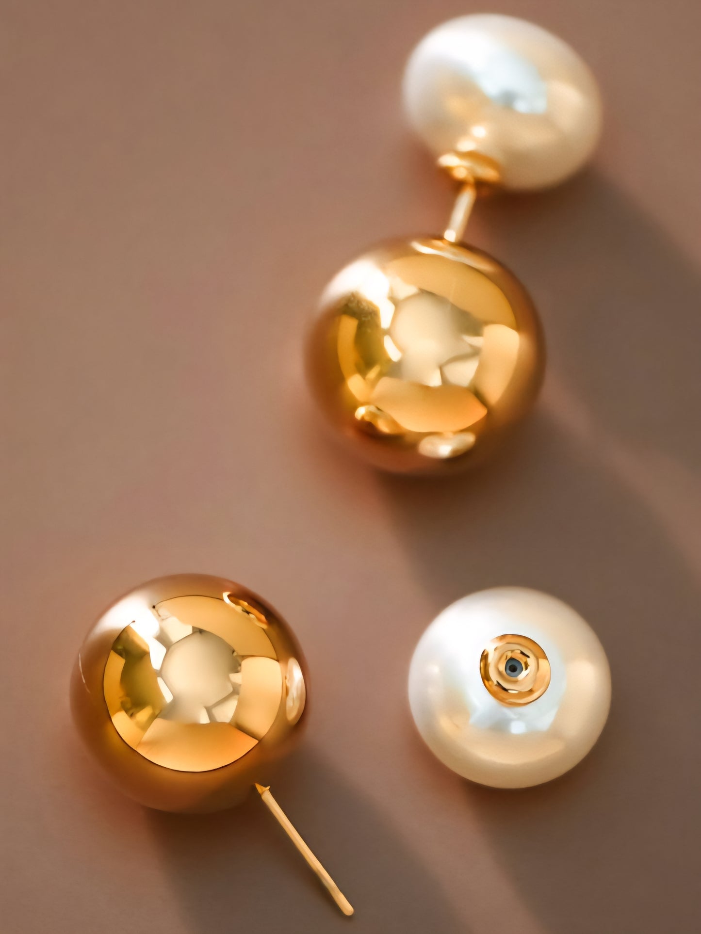 18K Gold Plated Pearl Double Sided Earrings