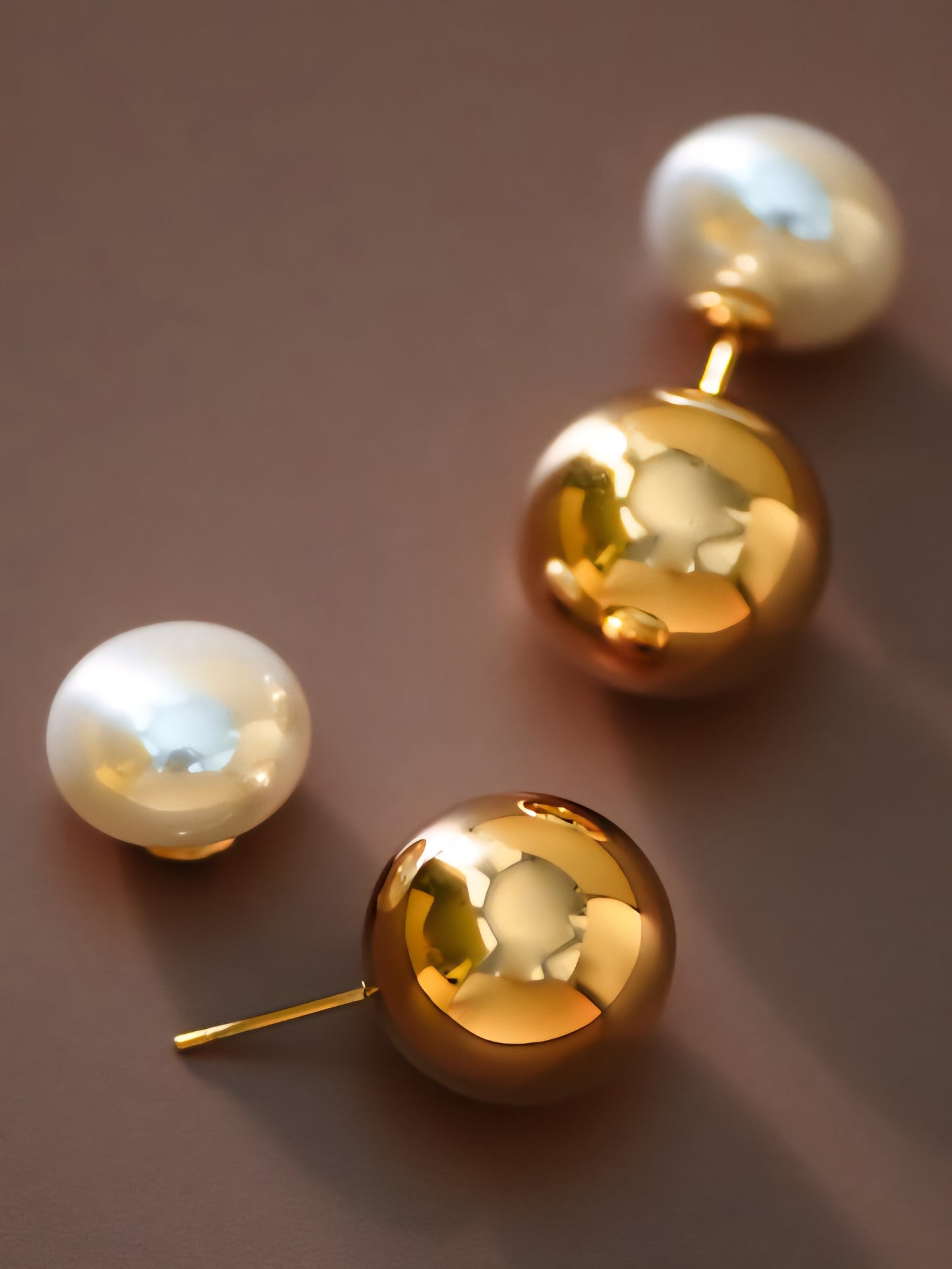 18K Gold Plated Pearl Double Sided Earrings