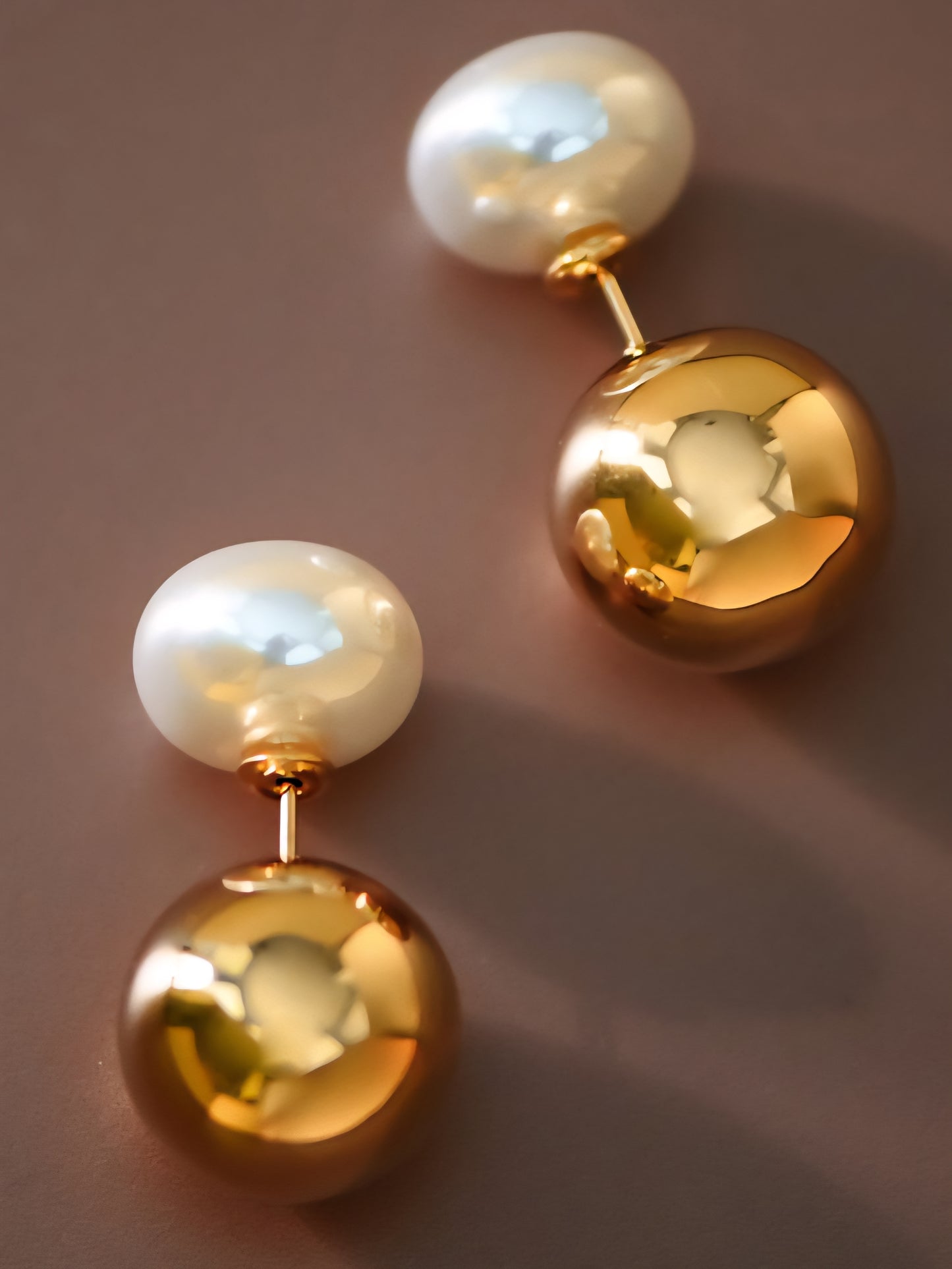 18K Gold Plated Pearl Double Sided Earrings