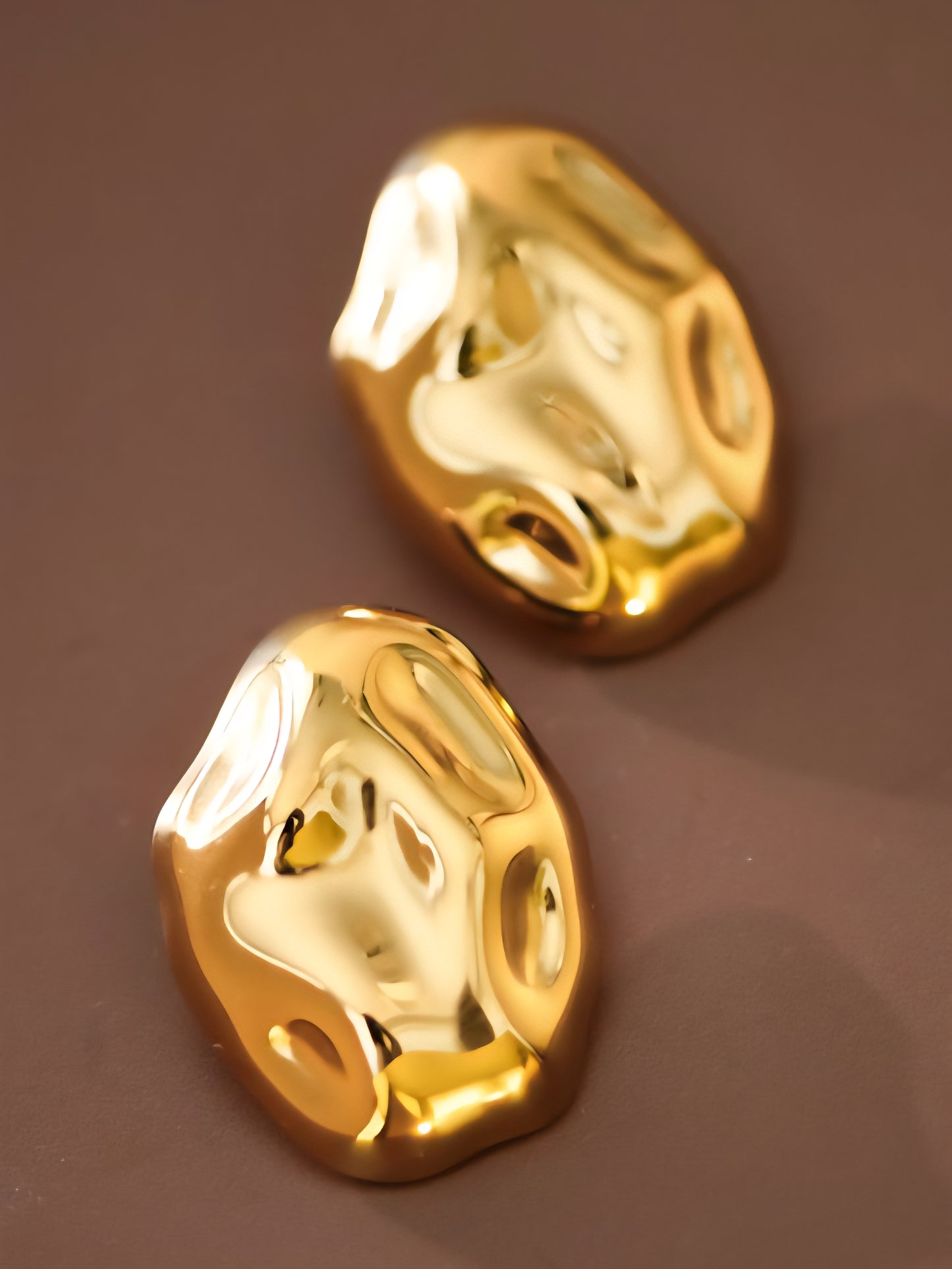18K Gold Plated Hammered Stud Earrings