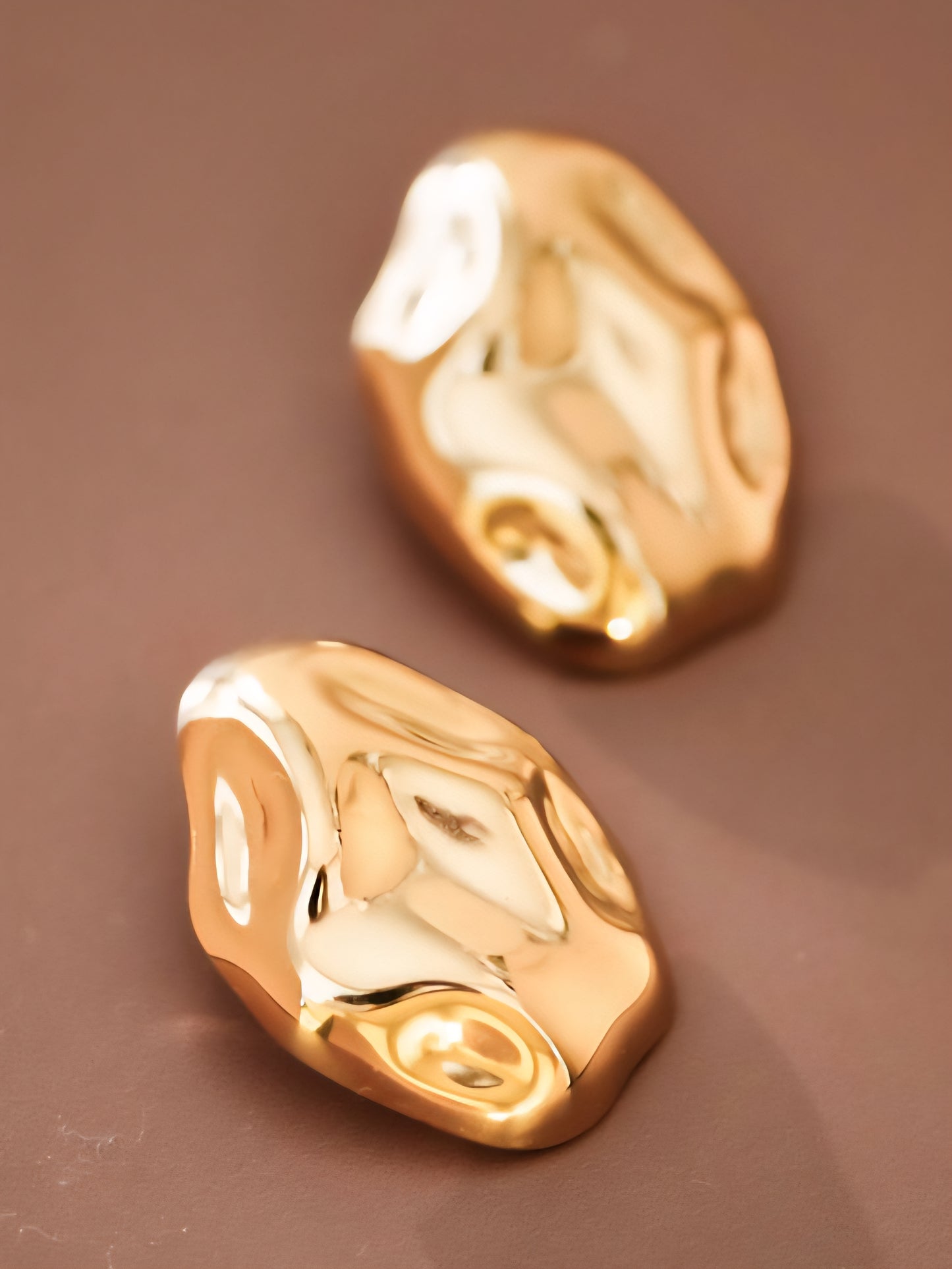 18K Gold Plated Hammered Stud Earrings