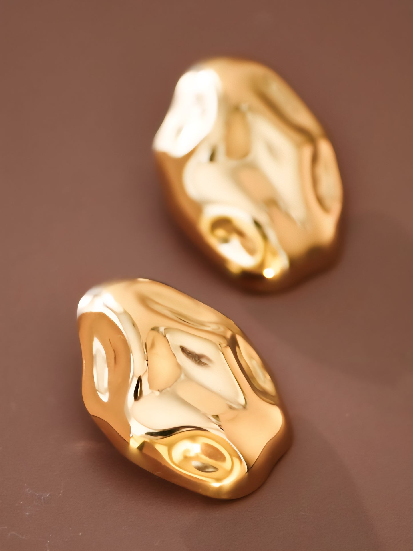 18K Gold Plated Hammered Stud Earrings