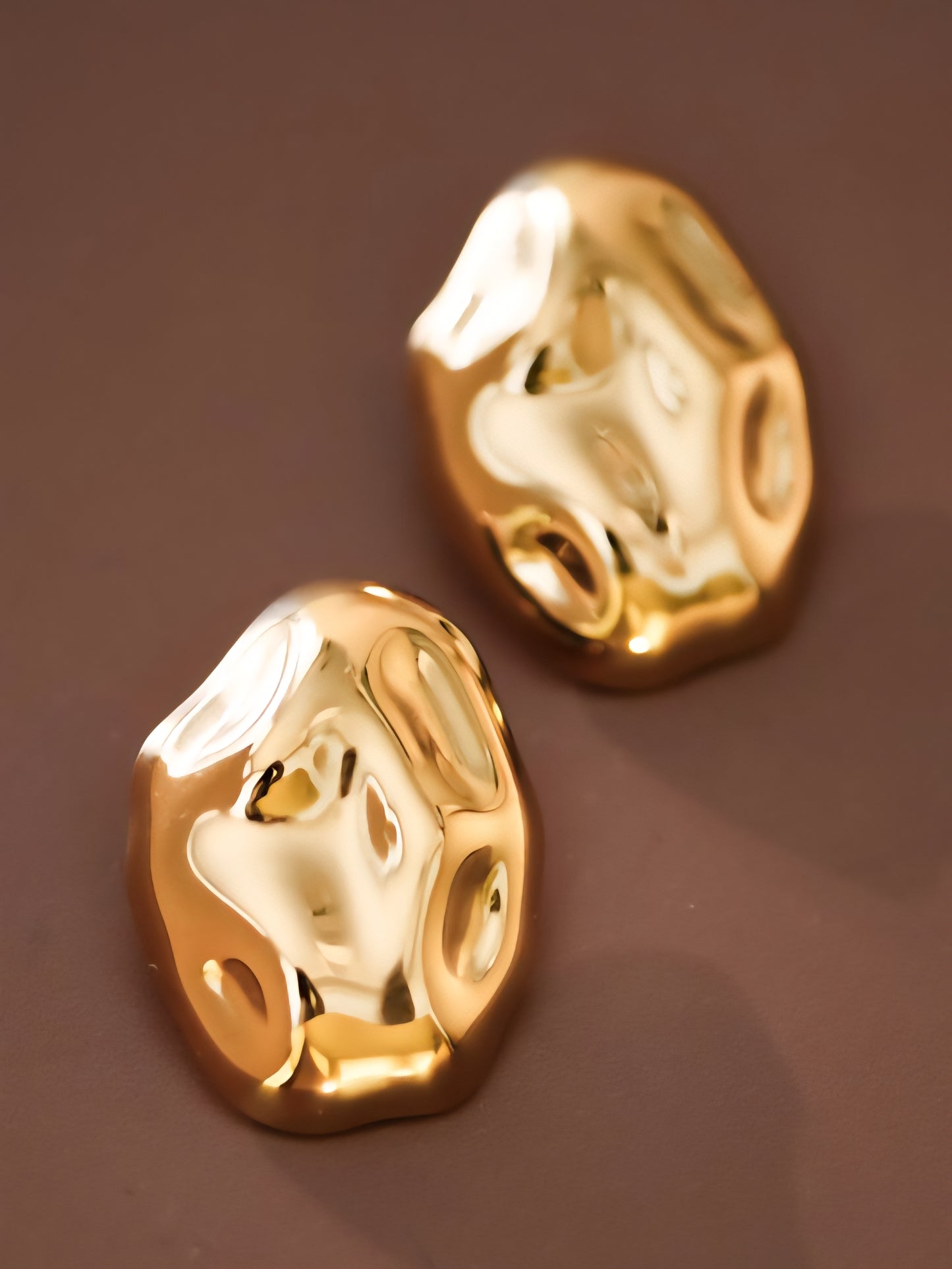 18K Gold Plated Hammered Stud Earrings