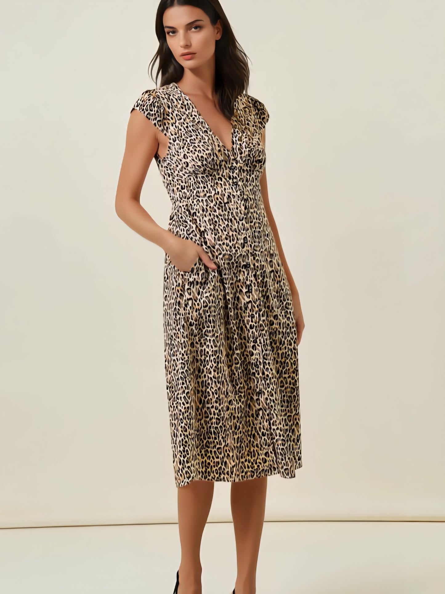 Leopard Print Midi Dress