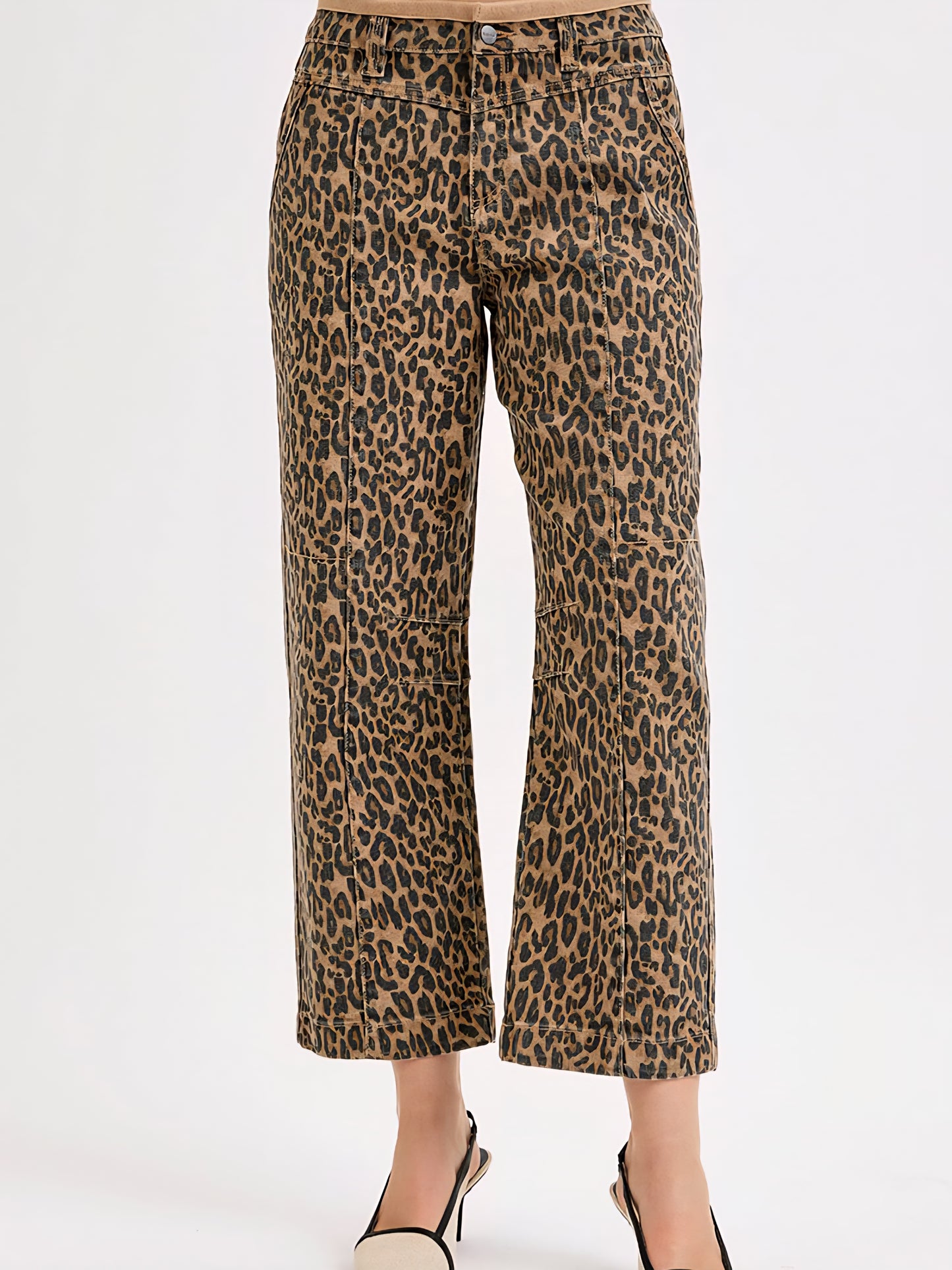 Leopard Cropped Relaxed Fit Jeans