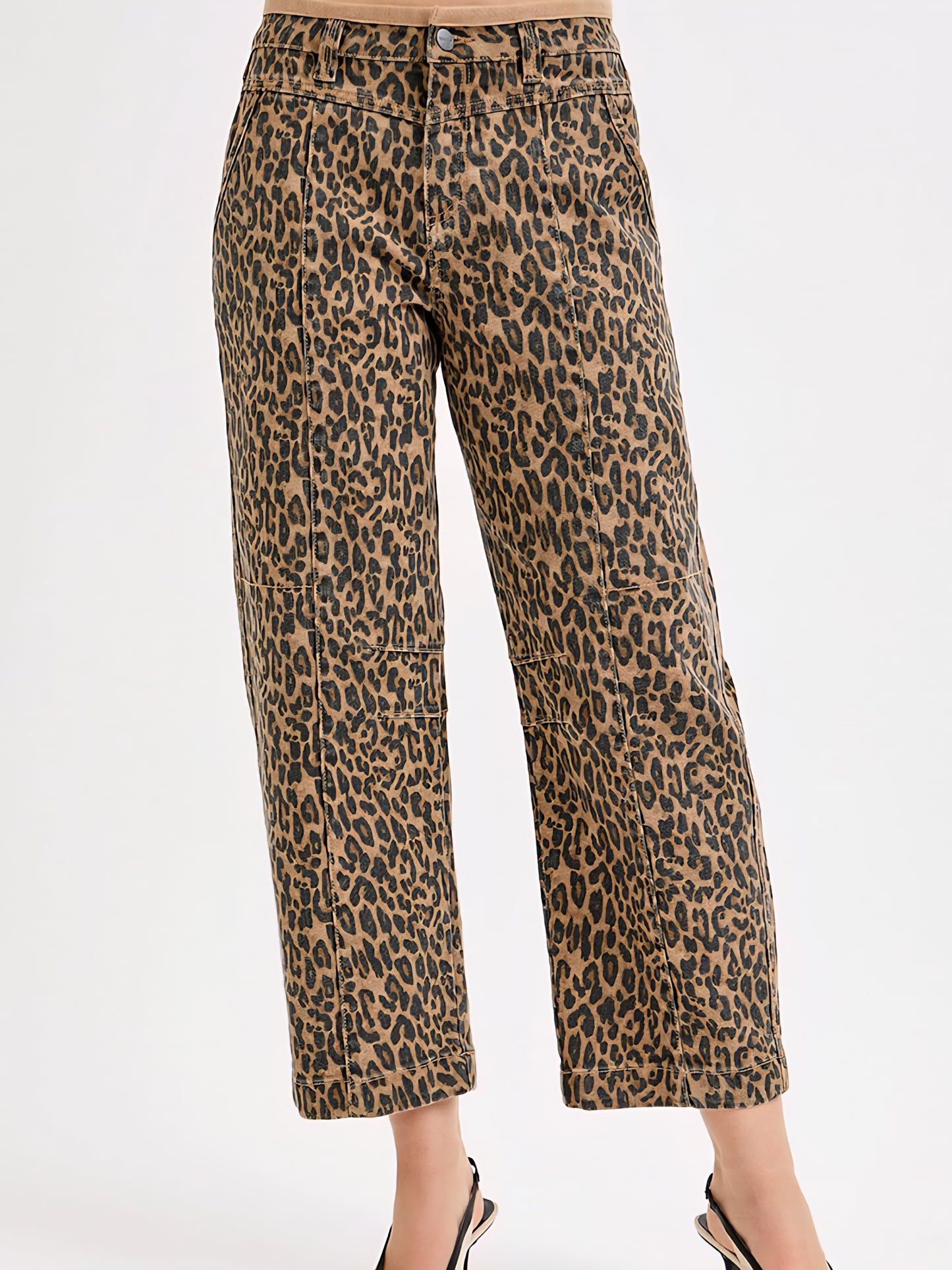 Leopard Cropped Relaxed Fit Jeans