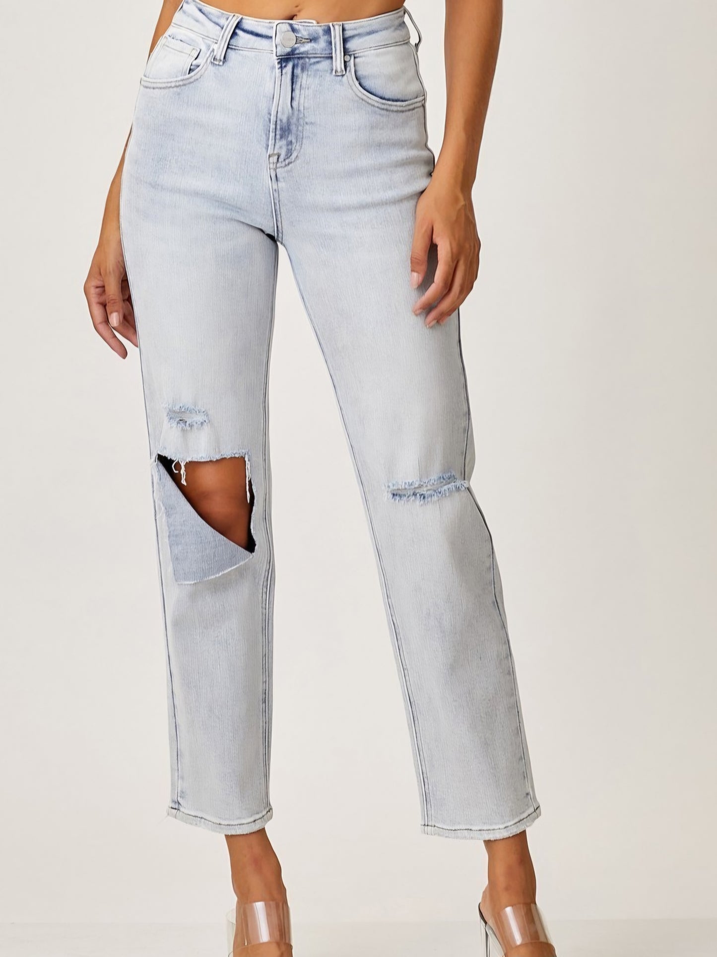 High Waist Relaxed Light Wash Denim
