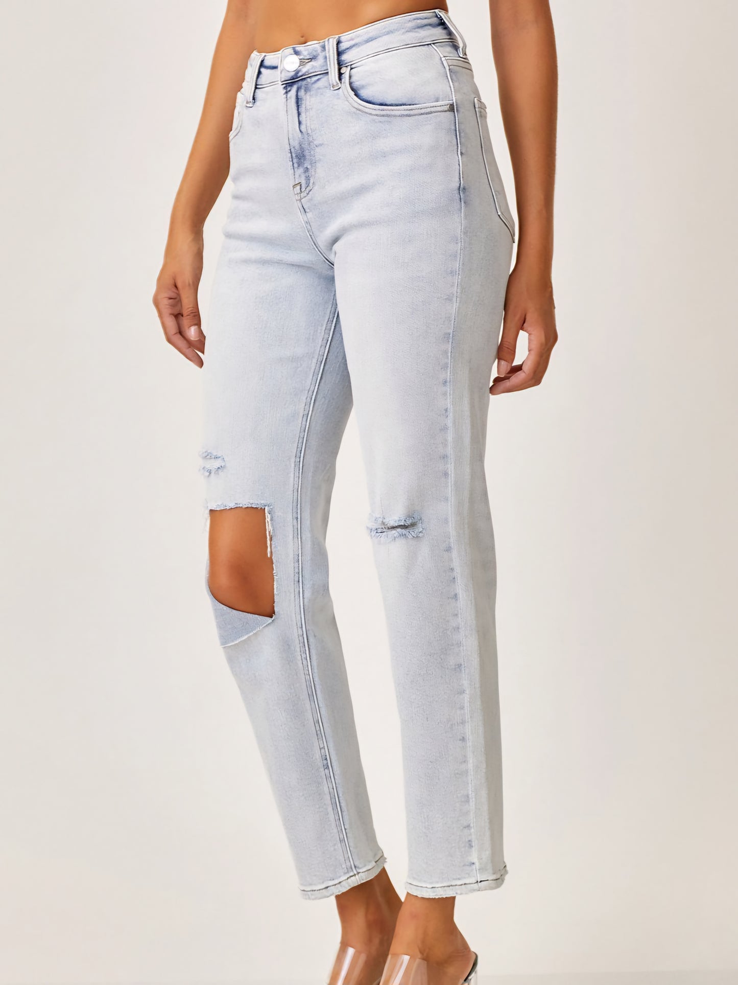High Waist Relaxed Light Wash Denim