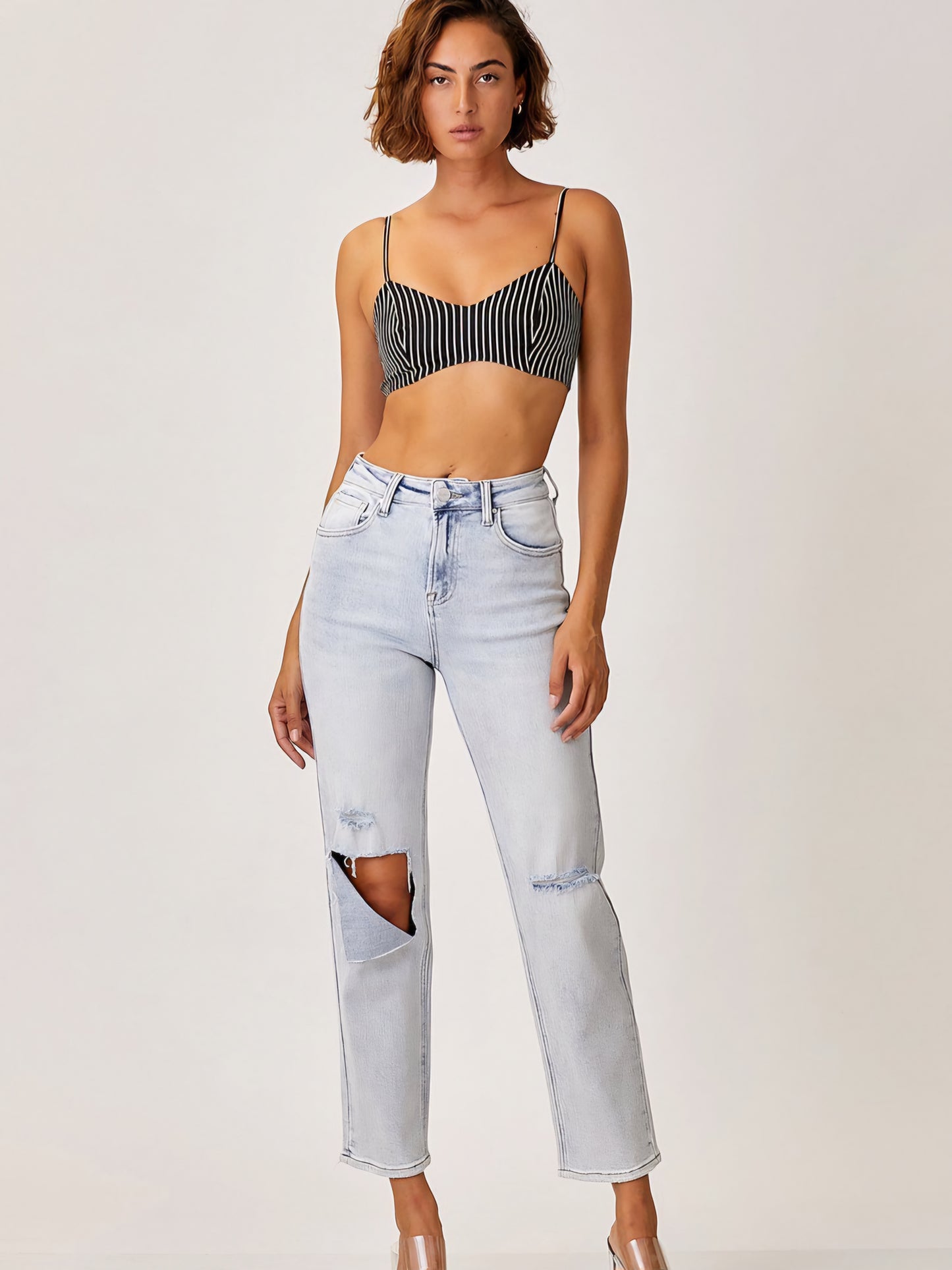 High Waist Relaxed Light Wash Denim