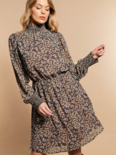 Load image into Gallery viewer, Floral Smocked High Neck Dress
