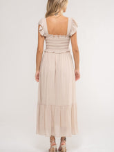 Load image into Gallery viewer, Smocked Ruffle Sleeve Midi Dress
