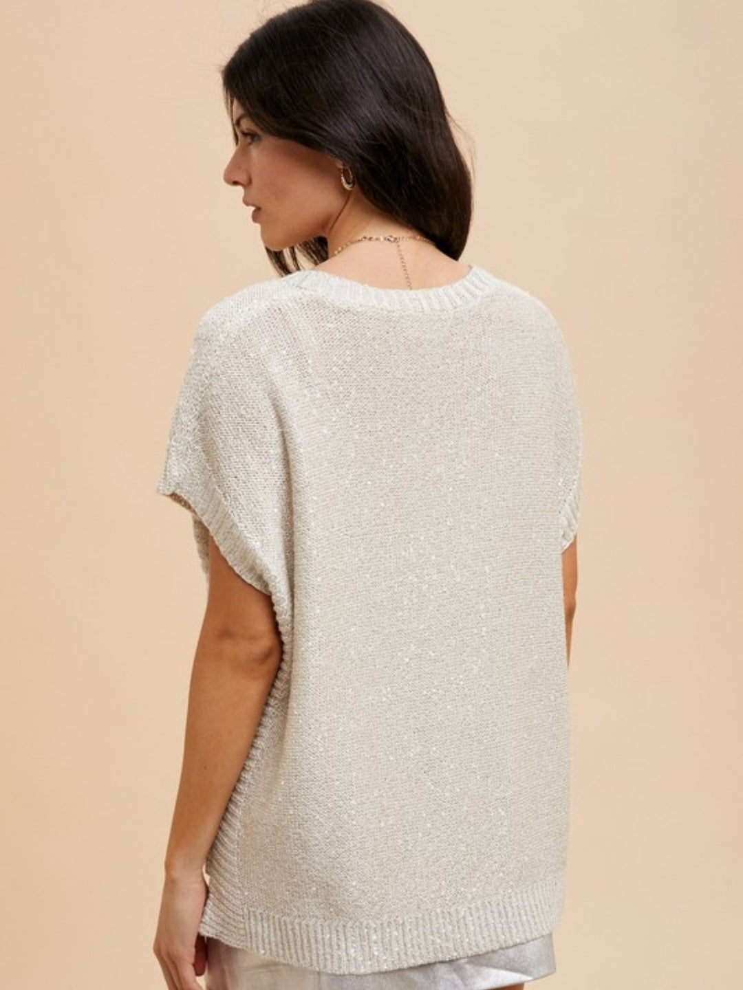Sequin Button Down Sweater Vest