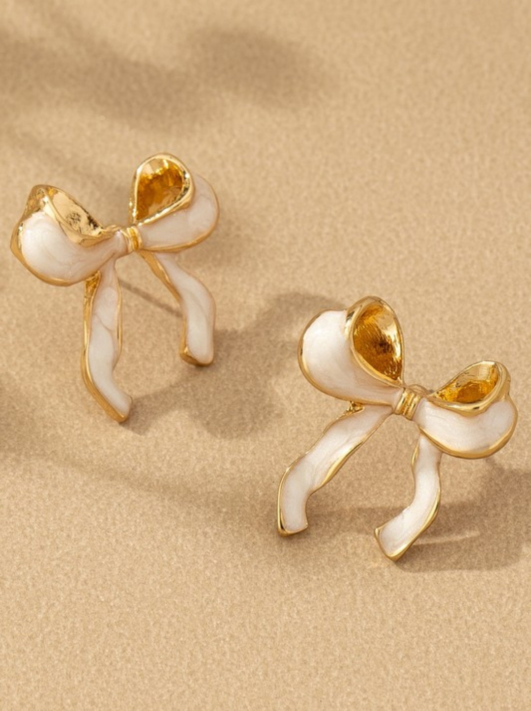 Ivory Enamel Bow Earrings
