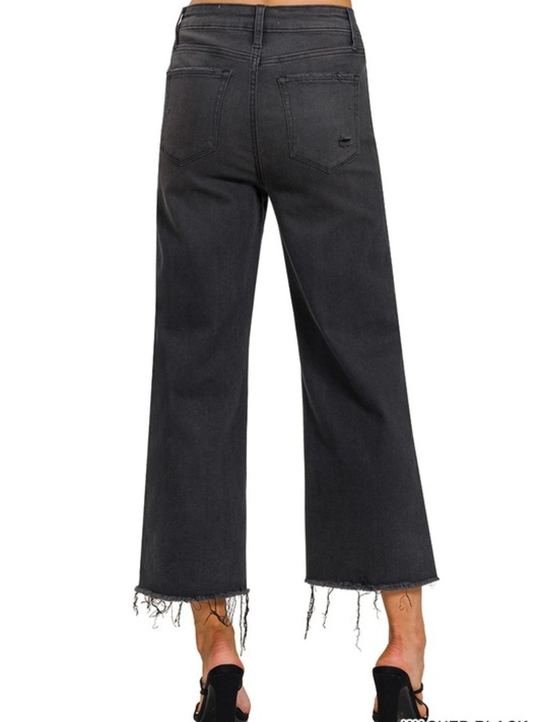Washed Black High Rise Cropped Jeans