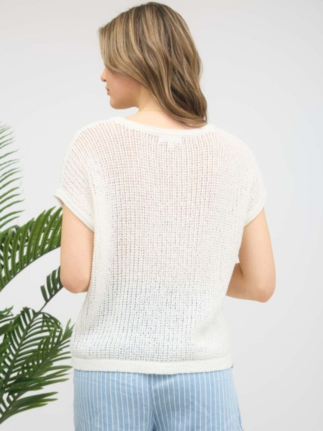 Cream Crochet Knit Pullover