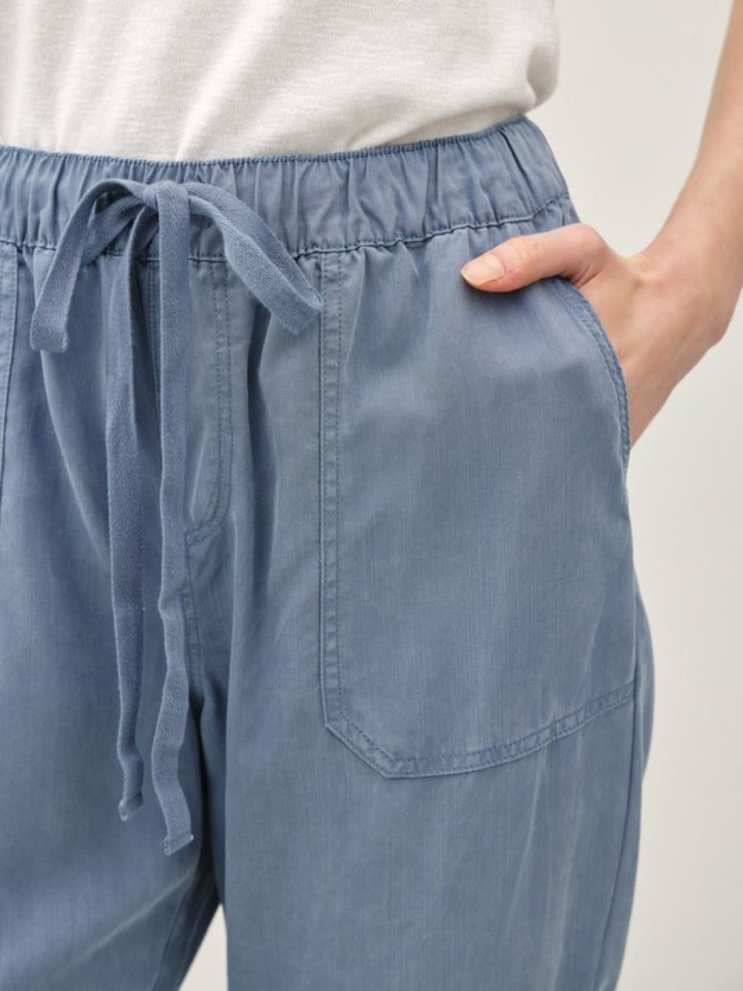 Slate Blue Tencel Tapered Pants
