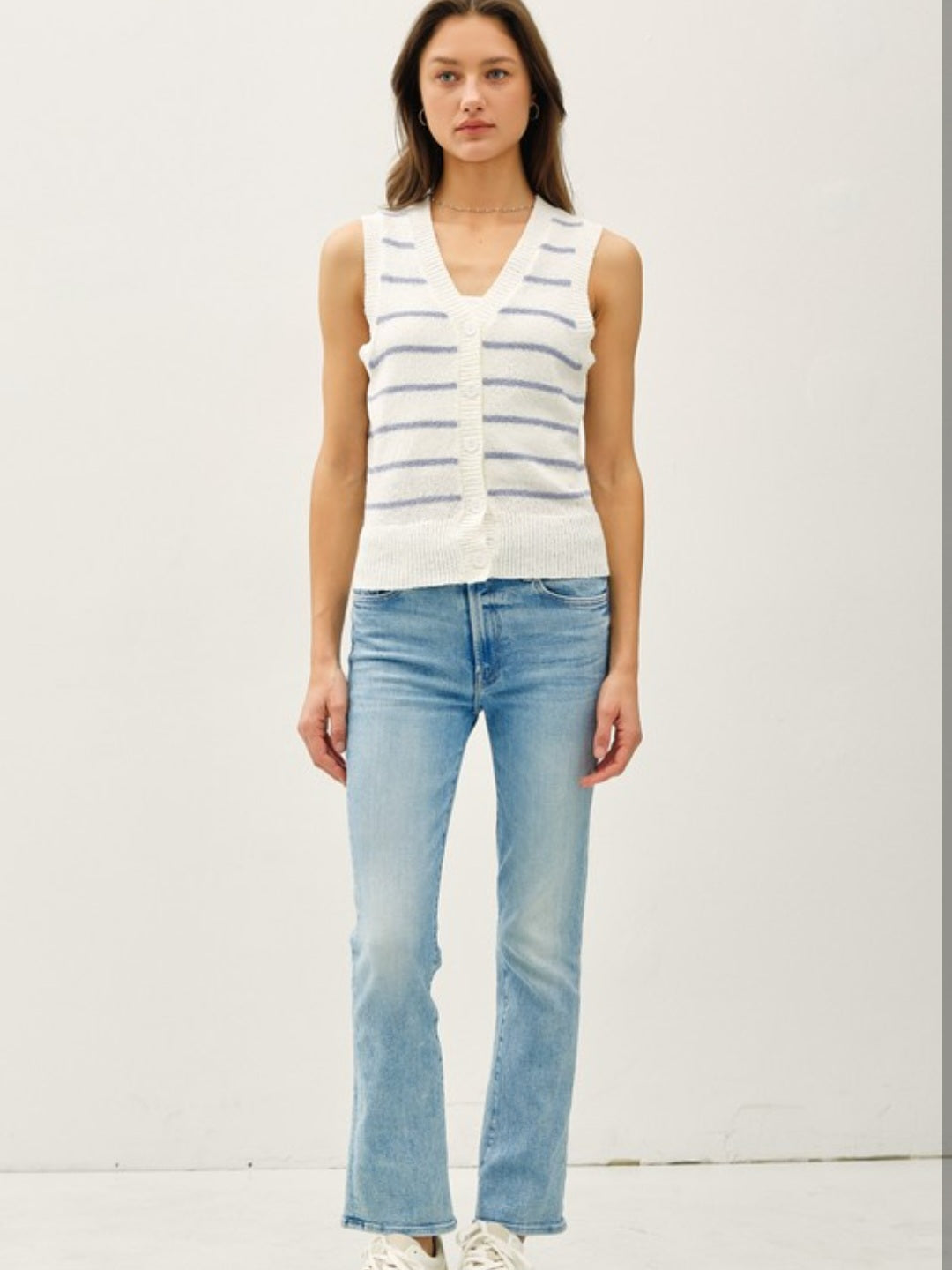 Stripe Button Up Vest