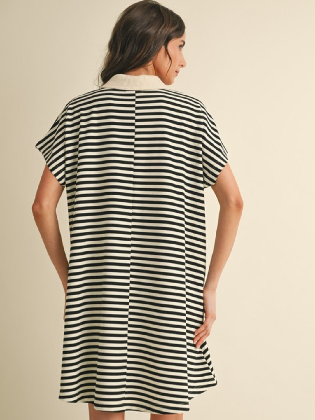 Striped Knit Polo Dress