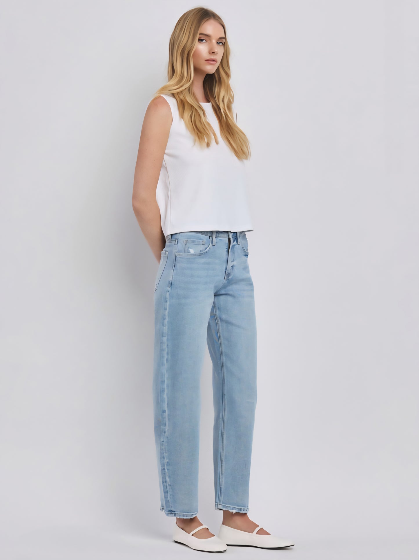 High Rise Barrel Leg Jeans