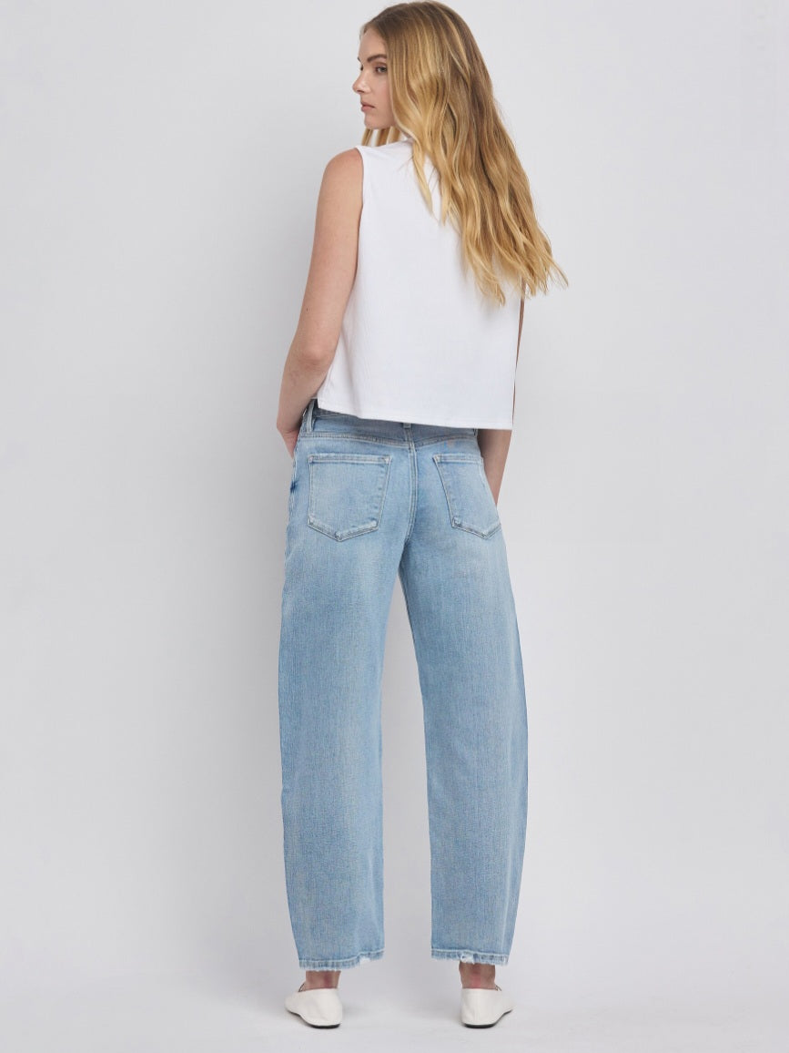 High Rise Barrel Leg Jeans