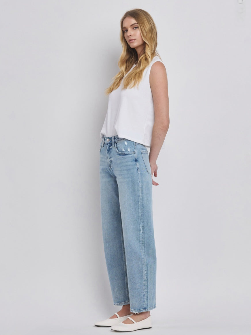 High Rise Barrel Leg Jeans