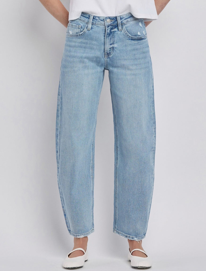 High Rise Barrel Leg Jeans