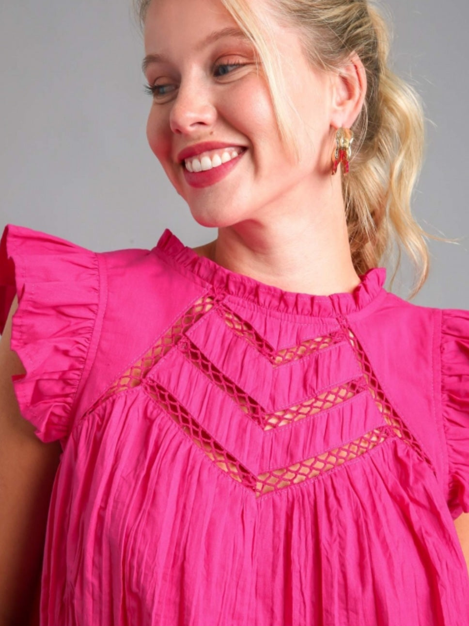 Crinkle Ruffle Top with Front Detail