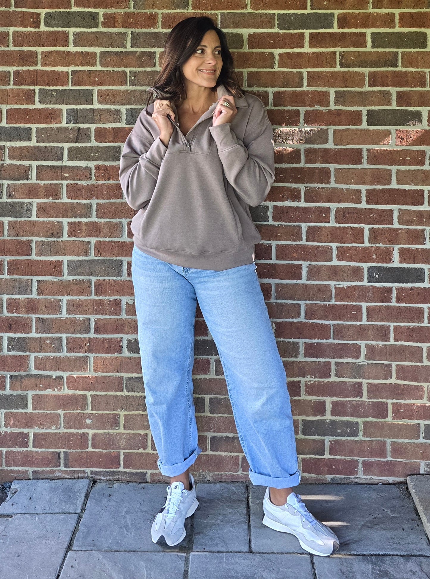 Mocha Modal Scuba Quarter Zip Pullover
