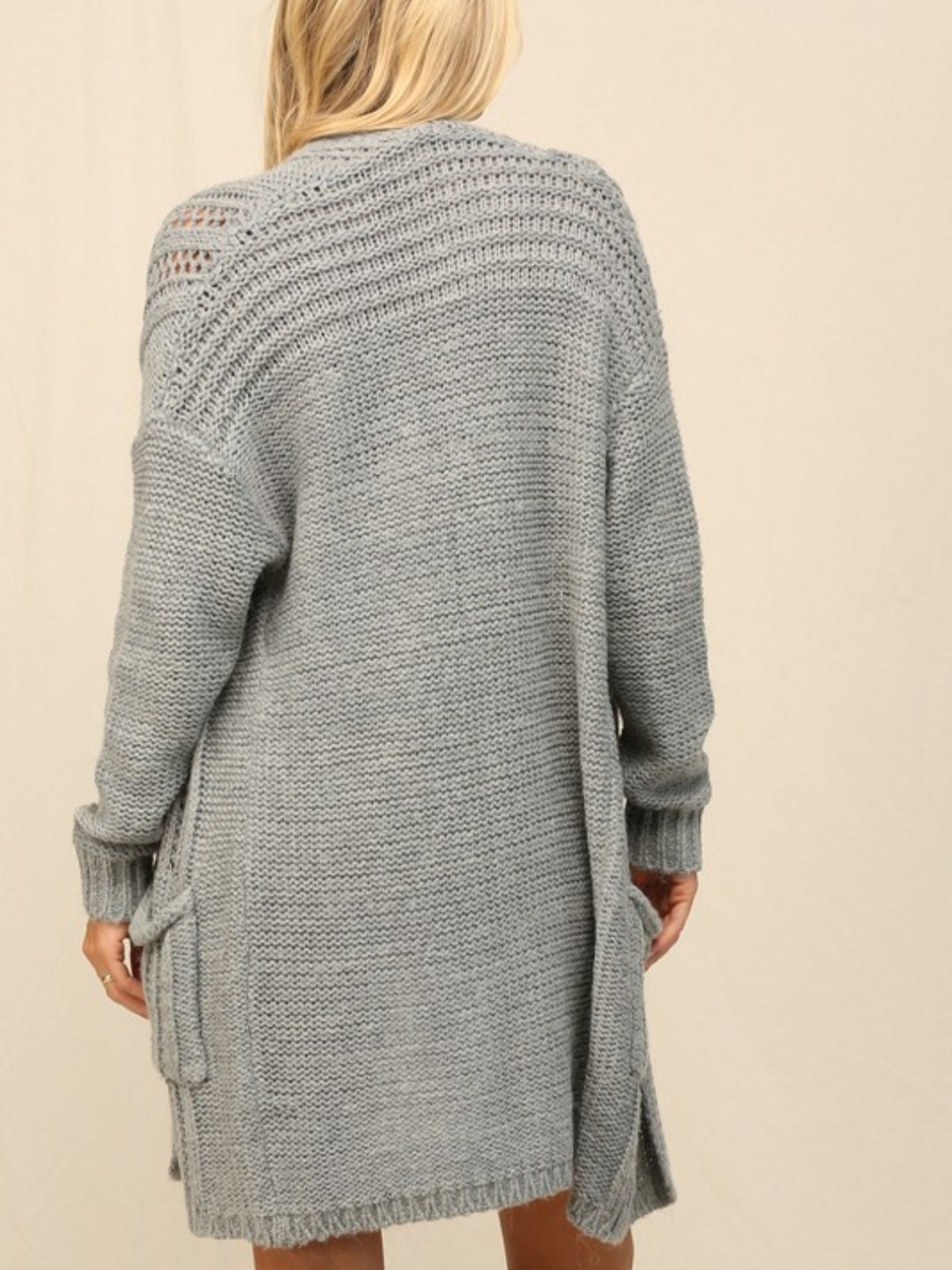 Grey Knit Open Cardi