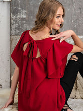 Load image into Gallery viewer, Ruffle Sleeve Tie Back Top
