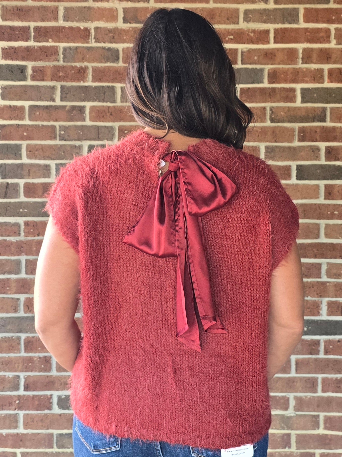 Mohair Sweater with Satin Tie Back