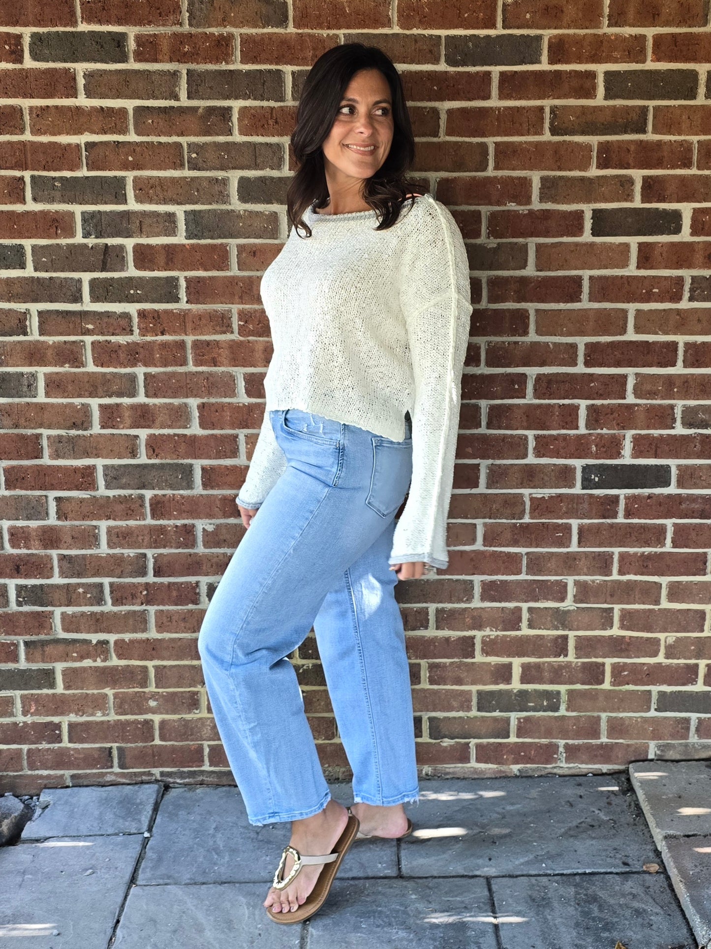 Slouchy Textured Knit Sweater