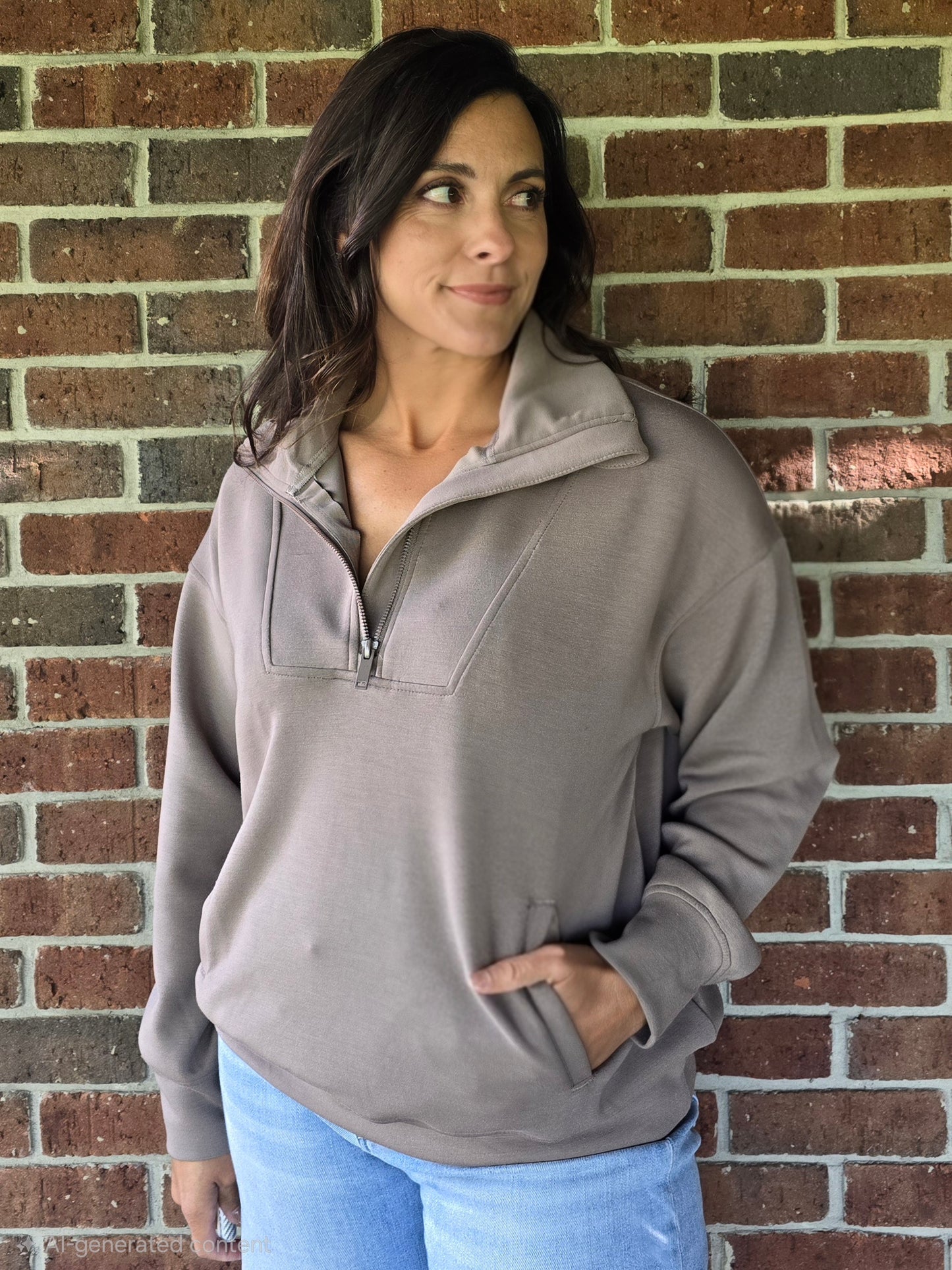 Mocha Modal Scuba Quarter Zip Pullover